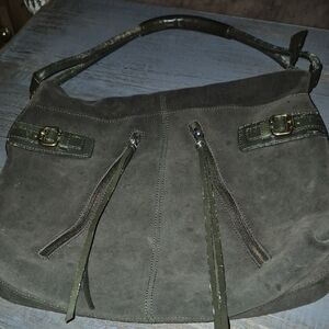Club Monaco Dark Green Suede Shoulder Bag